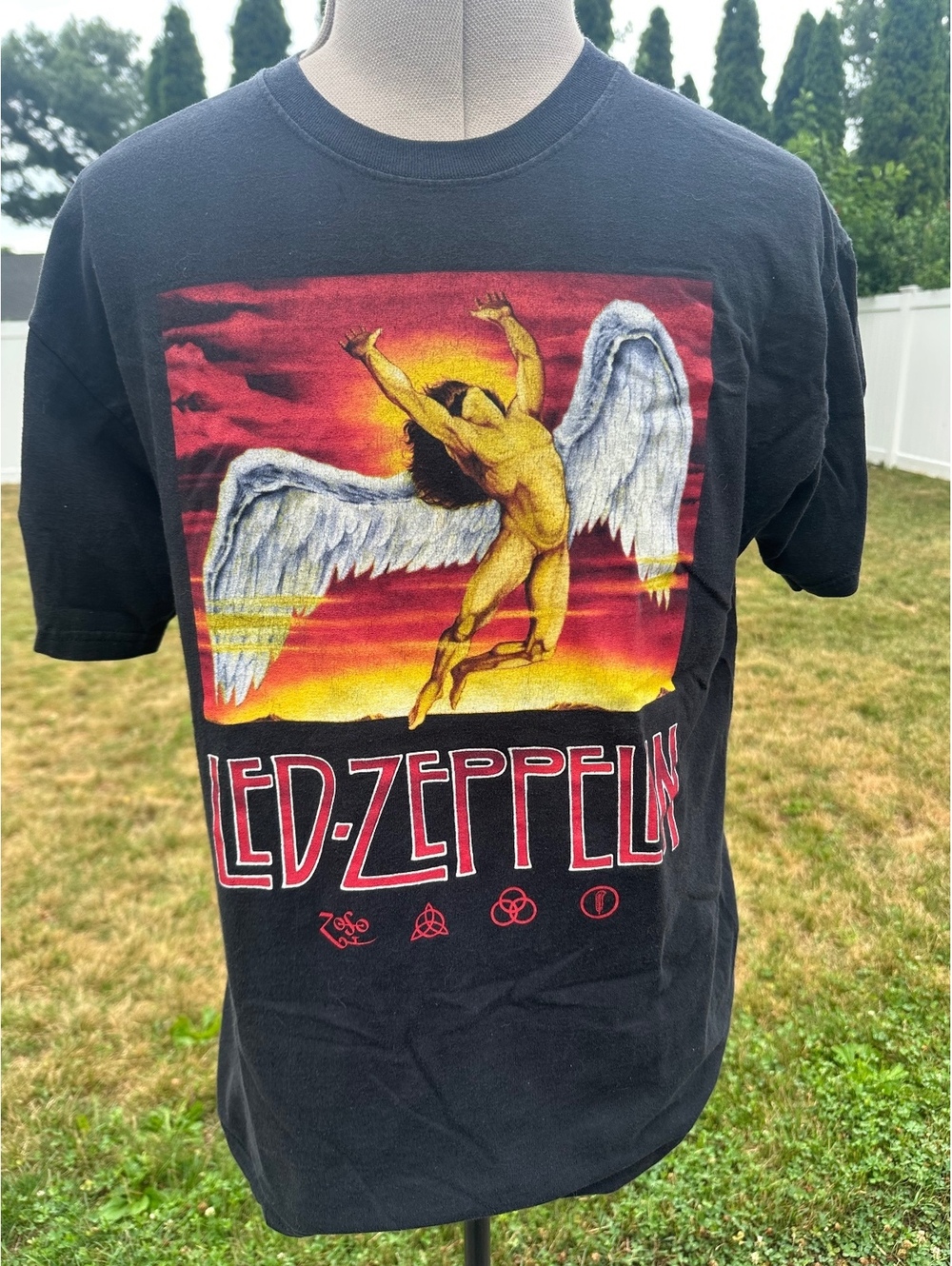 Led Zeppelin Swan Song Angel T-shirt Black Size L 2004 Vtg